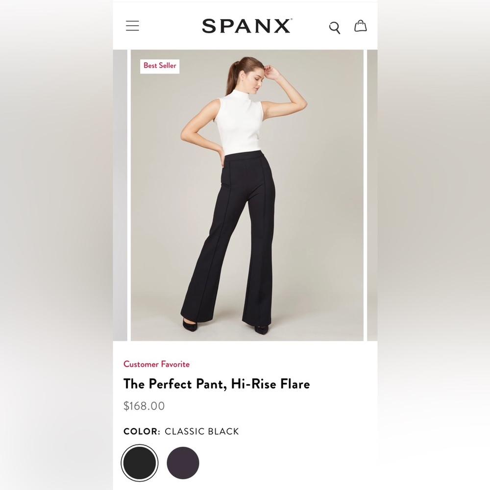 Spanx NWT Perfect Black Pant Hi Rise Flare